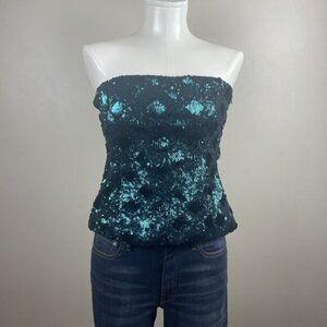 Zara Women’s  Size X Small Green Sequin Tube Top Party